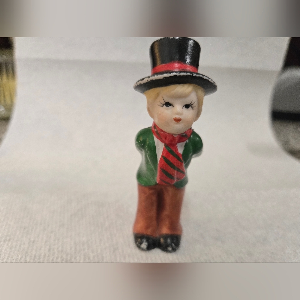 Little vintage Christmas Boy Gift Giving Figurine